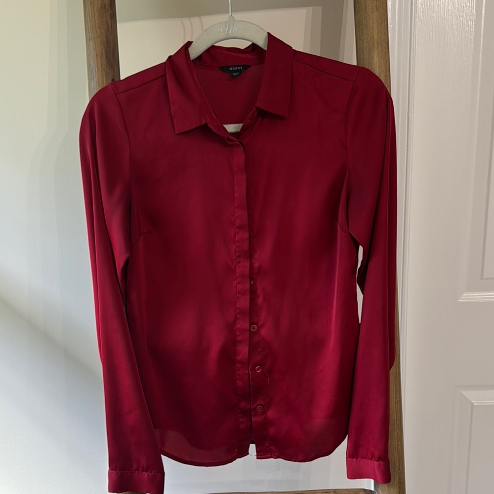 Red Button-Up Blouse